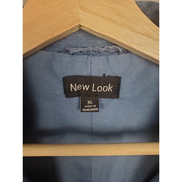 New Look Women's Size XL Blue Chambray Zip Up Vest With Floral Embroidery - Picture 3 of 8